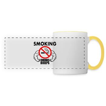 Smoking shrinks the biceps - Mug panoramique contrasté et blanc - blanc/jaune - Devant