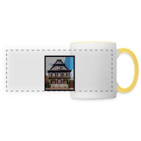 Maquette de Mug panoramique contrasté et blanc « Maison Alsacienne Typique » à imprimer et personnaliser