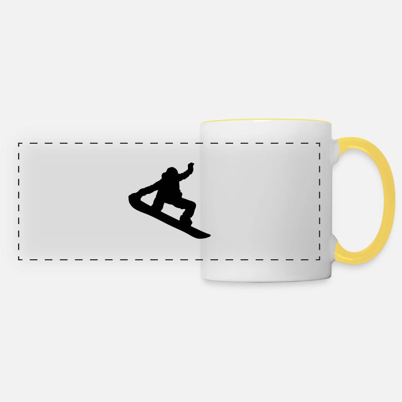 Snowboarder Silhouette - Panoramic Mug - white/yellow