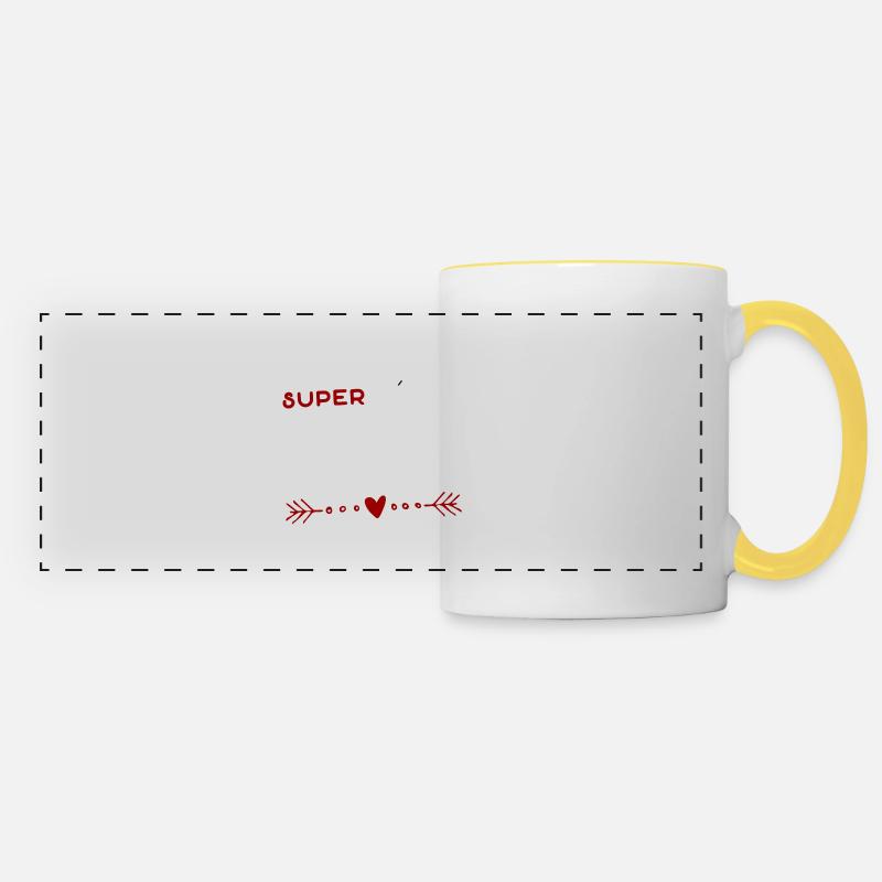 Papi super héros cadeau papy - Mug panoramique contrasté et blanc - blanc/jaune