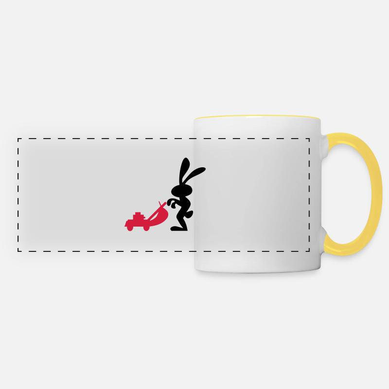lawn mower - Panoramic Mug - white/yellow