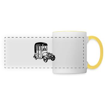 oldie Oldtimer Auto Wagen Fahrzeug witzig - Panoramatasse - Weiß/Gelb - Vorne