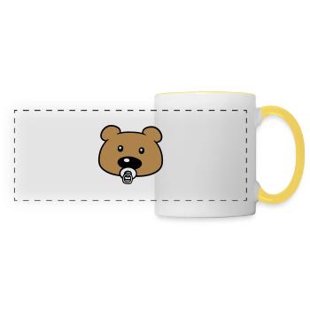 bébé en peluche visage tête sucette suesser petit - Mug panoramique contrasté et blanc - blanc/jaune - Devant