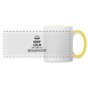bollywood keep calm - Mug panoramique contrasté et blanc - blanc/jaune - Devant