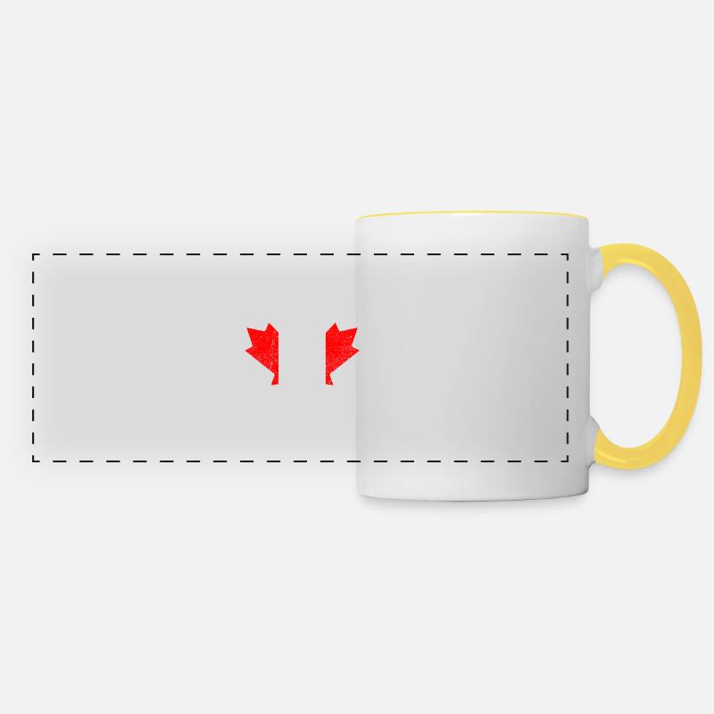 Canada feuille d’érable drapeau Vintage - Mug panoramique contrasté et blanc - blanc/jaune