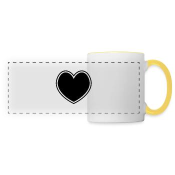 Contour noir cœur - Mug panoramique contrasté et blanc - blanc/jaune - Devant