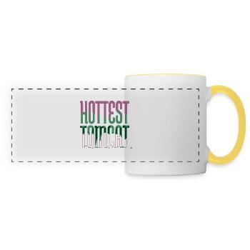 persian cat avocados geek awesome statement - Panoramic Mug - white/yellow - Front