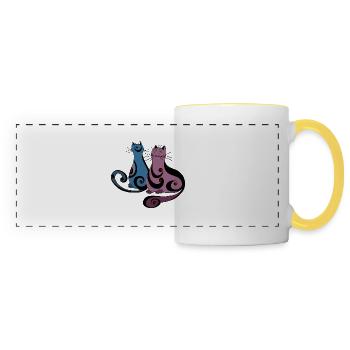 Chats - Mug panoramique contrasté et blanc - blanc/jaune - Devant