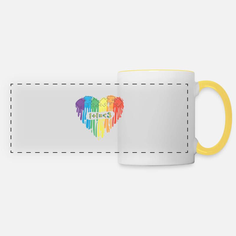 Love develops - in love, married - Panoramic Mug - white/yellow