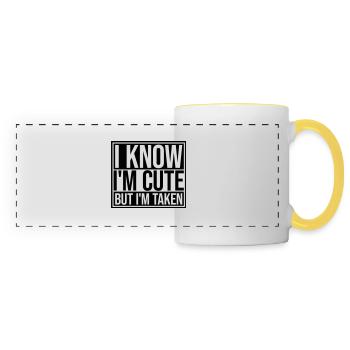 citation mignonne mais prise - Mug panoramique contrasté et blanc - blanc/jaune - Devant