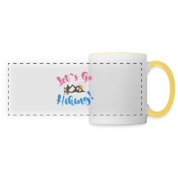 let's go hiking - camping life - Mug panoramique contrasté et blanc - blanc/jaune - Devant