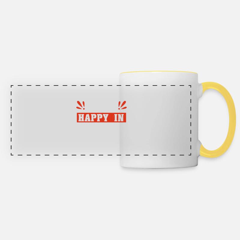 I AM HAPPY IN PARIS - Panoramic Mug - white/yellow