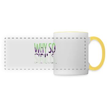 believe conspiracy weightless space travel - Panoramic Mug - white/yellow - Front