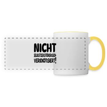 nicht selbstzerstörerisch - Panoramatasse - Weiß/Gelb - Vorne