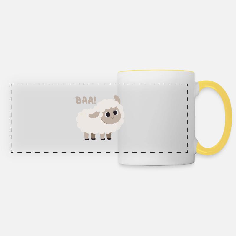 Cute Sheep - Panoramic Mug - white/yellow