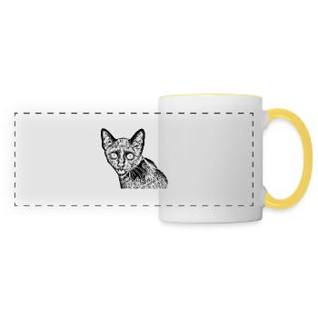 black cat - Panoramic Mug - white/yellow - Front