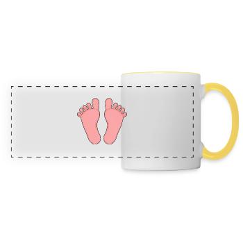 Baby Feet Girl Boy - Panoramic Mug - white/yellow - Front