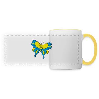 Papillon coloré > Graphique vectoriel - Mug panoramique contrasté et blanc - blanc/jaune - Devant