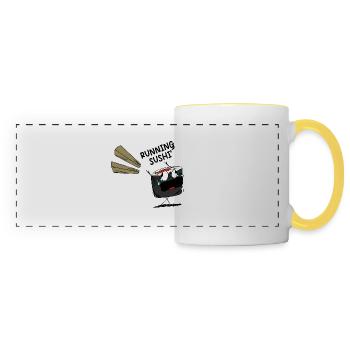 Drôle de dicton Running Sushi - Mug panoramique contrasté et blanc - blanc/jaune - Devant