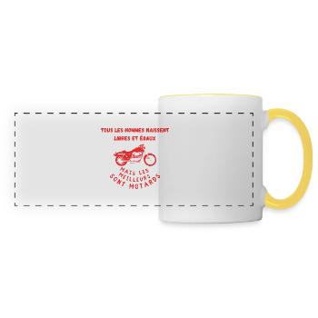 Les meilleurs sont motards - Mug panoramique contrasté et blanc - blanc/jaune - Devant