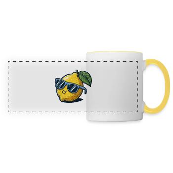 Lunettes de soleil citron été - Mug panoramique contrasté et blanc - blanc/jaune - Devant