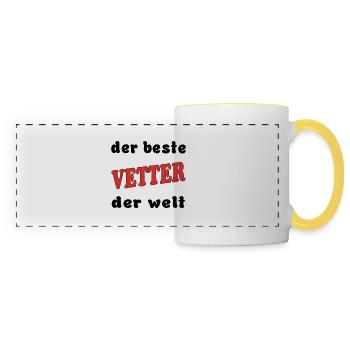 Der beste VETTER COUSIN der Welt - Panoramatasse - Weiß/Gelb - Vorne