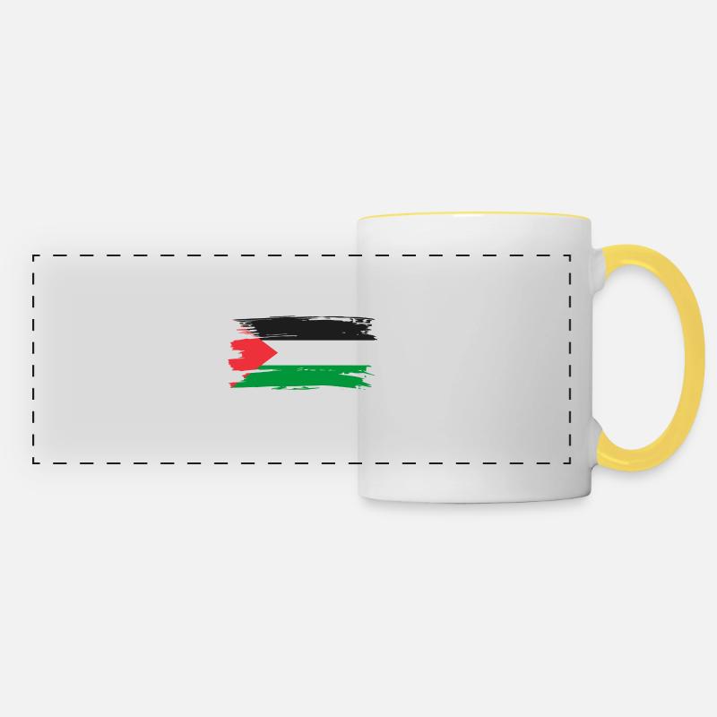 I STAND WITH Palestine - Panoramic Mug - white/yellow