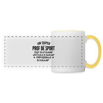 Un Super Prof de Sport Cadeau Prof de Sport - Mug panoramique contrasté et blanc - blanc/jaune - Devant