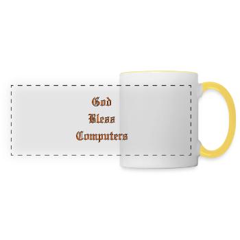 GodBlessComputers - Mug panoramique contrasté et blanc - blanc/jaune - Devant