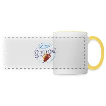 Gyros Restaurant Vintage Grèce Souvenir - Mug panoramique contrasté et blanc - blanc/jaune - Devant