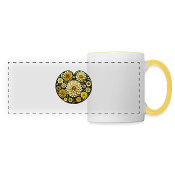 Dahlia rétro coeur floral amour - Mug panoramique contrasté et blanc - blanc/jaune - Devant