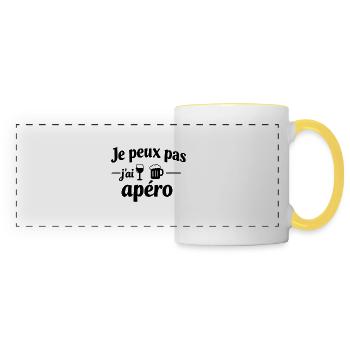 I can't I have an aperitif – Humor and funny message - Panoramic Mug - white/yellow - Front