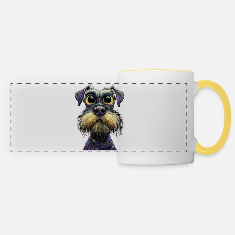 Schnauzer - Mug panoramique contrasté et blanc - blanc/jaune