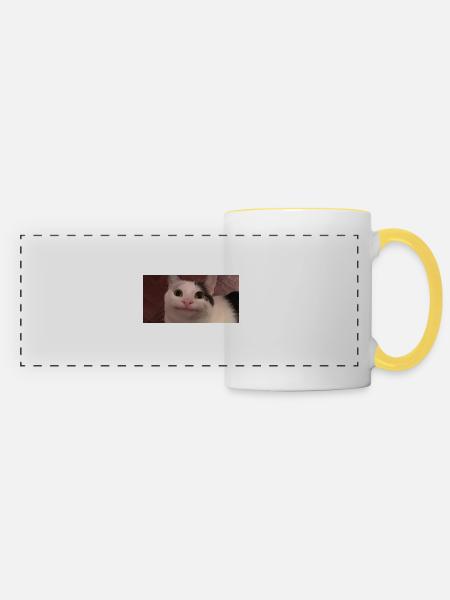 meme cat - Panoramatasse - Weiß/Gelb