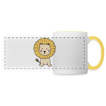 Lion enfant Mignon - Mug panoramique contrasté et blanc - blanc/jaune - Devant