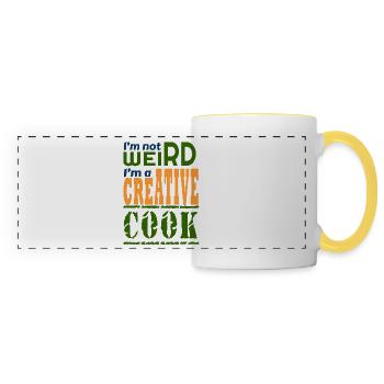 Je ne suis pas bizarre je suis cuisinier créatif - Mug panoramique contrasté et blanc - blanc/jaune - Devant