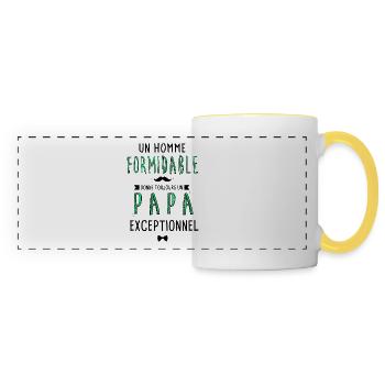 un homme formidable, papa exceptionnel - Mug panoramique contrasté et blanc - blanc/jaune - Devant