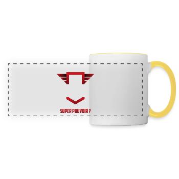un papy et toi c'est quoi ton super pouvoir ? - Mug panoramique contrasté et blanc - blanc/jaune - Devant