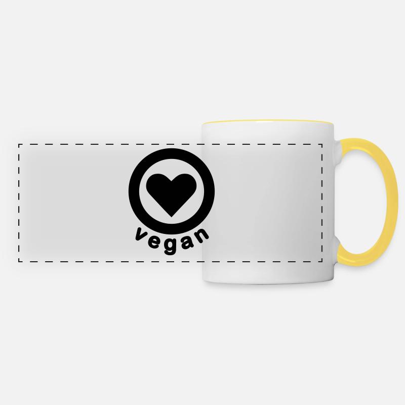 vegan heart - Panoramic Mug - white/yellow