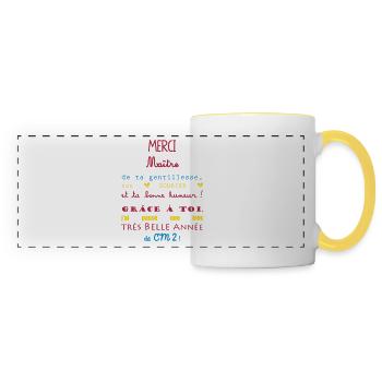 merci maitre cm2 école - Mug panoramique contrasté et blanc - blanc/jaune - Devant