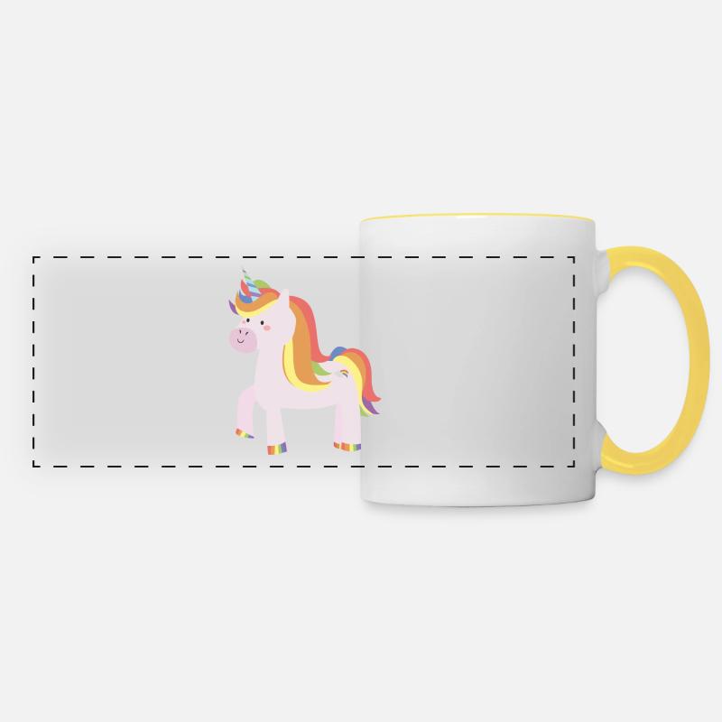 Licorne LGBT - Mug panoramique contrasté et blanc - blanc/jaune
