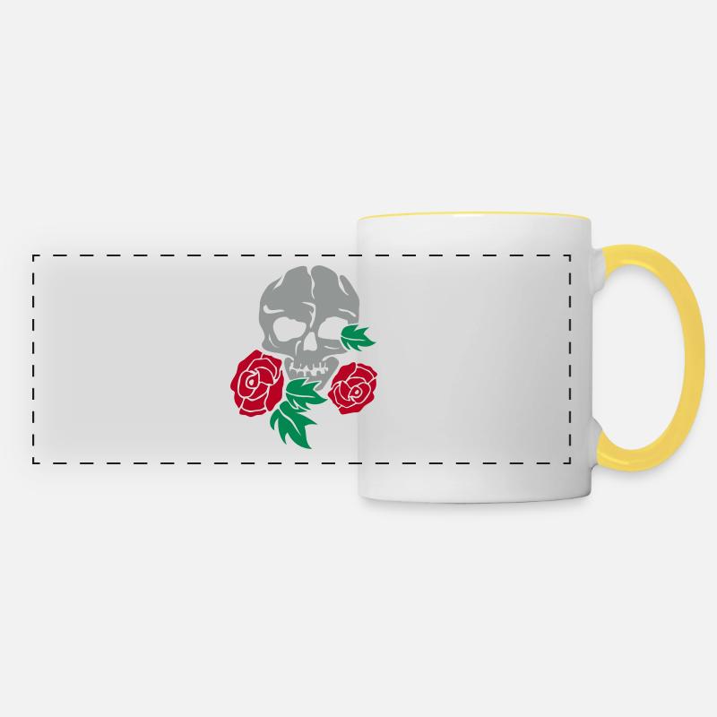 skull and rose - Panoramic Mug - white/yellow