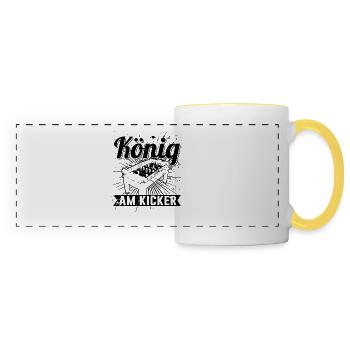 König am Kicker Herren T-Shirt für Kicker Spieler - Panoramatasse - Weiß/Gelb - Vorne