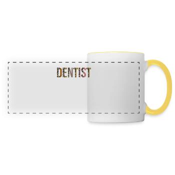 Dentiste - Mug panoramique contrasté et blanc - blanc/jaune - Devant