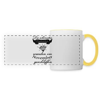 November Diamanten Geburtstag Geschenk Spruch - Panoramatasse - Weiß/Gelb - Vorne