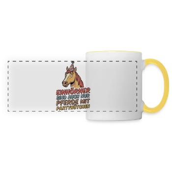 Party horse with hat - Panoramic Mug - white/yellow - Front