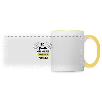 Fresh pensioner - Panoramic Mug - white/yellow - Front