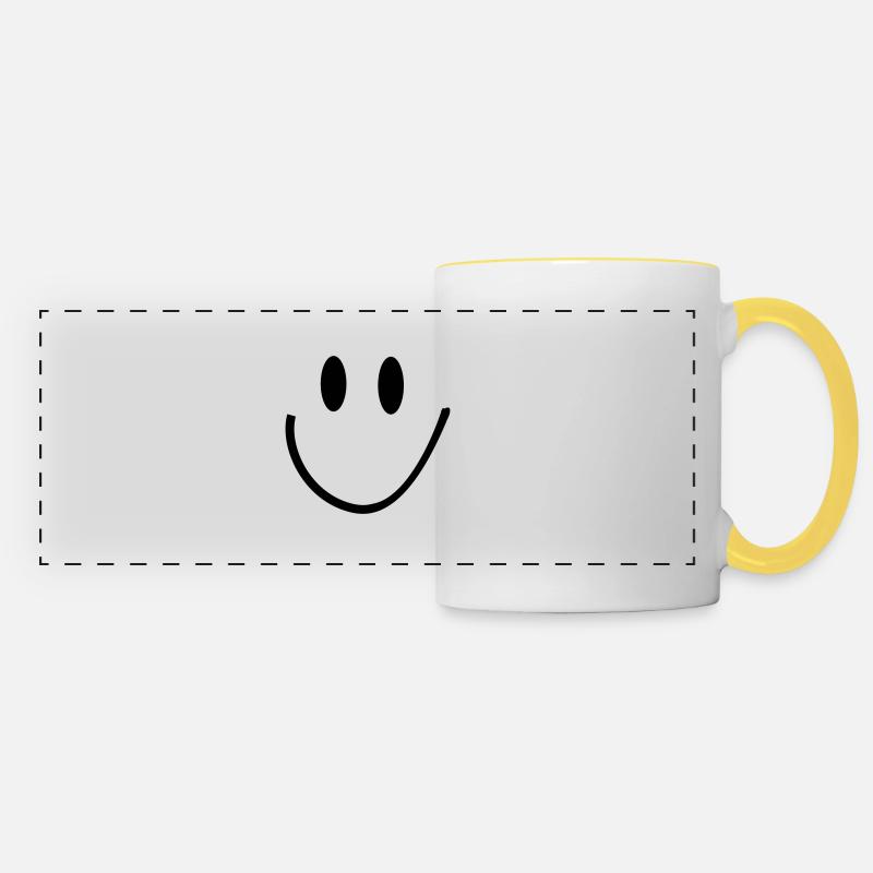 Sourire Smiley - Mug panoramique contrasté et blanc - blanc/jaune