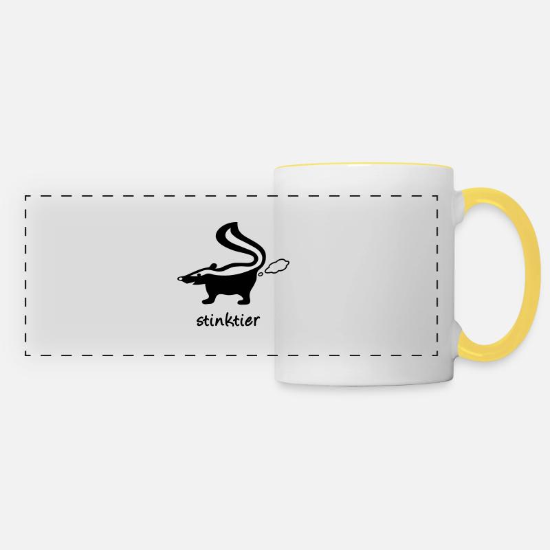 skunk, stinker stinkerchen skunk animal - Panoramic Mug - white/yellow