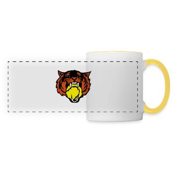 tiger tennis roars face - Panoramic Mug - white/yellow - Front